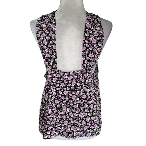NWT Zara Black & Purple Floral Printed Cutout Halter Top - M - Picture 8 of 14
